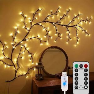 96LED 나뭇가지 램프 침실 벽 장식 버드나무 덩굴 나무 조명 스트립 8가지 조명 모드 DIY 분위기 조명 홈 조명