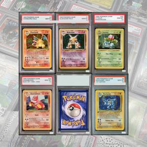 # 4 1999 게임 Charizard-Holo ALAKAZAM DIY 프록시 PTCG 등급별 컬렉션 카드 영어 GEM MT 10 카드 홀로그램 라벨 어린이 선물