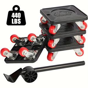 440파운드(약 200kg) 용량의 중량물 가구 리프팅 도구 세트, 360 °   회전 바퀴, 금속 구조, 이동 장치에 적합