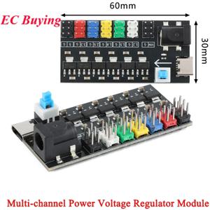 다중 채널 전원 전압 조정기 모듈 보드 유형-C DC 소켓 AMS1117-1.2V/1.5V/1.8V/2.5V/3.3V/5.0V 800mA