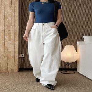 봄/여름 신상 미국 레트로 스타일 하이웨이스트 워싱 데미지 캣비어드 진 루즈핏 와이드 레그 팬츠 여성용