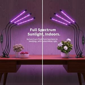 USB LED 식물 성장등 실내 정원 10단계 조광 가능 성장등 전체 스펙트럼 타이머 설정 수경 재배 온실 3H/9H/12H