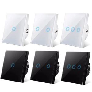 EU 터치 스위치 LED 크리스탈 유리 패널 벽 램프 조명 스위치 1/2/3 갱 AC100-240V LED 센서 스위치 인터루터