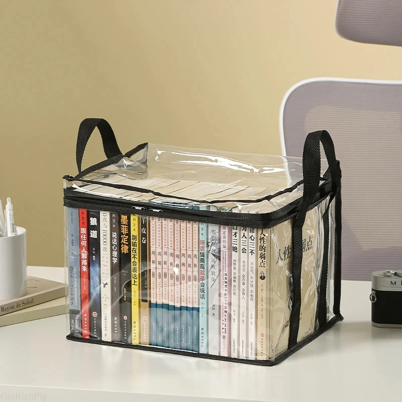 접이식 책 상자 학생 기숙사 교실 책 정리함 투명 방수 가정용 책 정리 수납 상자