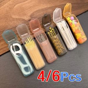 4/6Pcs PP 플라스틱 미니 보관 상자, 휴대용 여행용 정리함, 이쑤시개 치실 캡슐 소형 일상용품용 컴팩트 케이스
