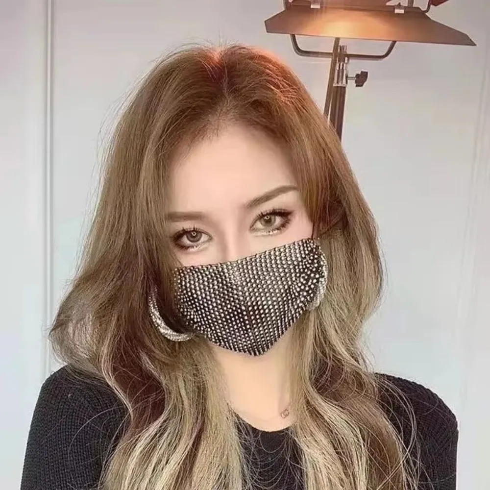 패션 반짝이는 라인스톤 페이스 마스크 통기성 있는 섹시한 얼굴 가리개 쥬얼리 마스크 코스프레