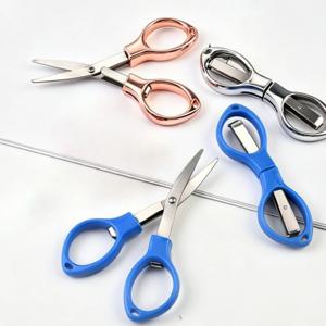 휴대용 문구용 접이식 가위 스테인레스 스틸 낚싯줄 절단기 다기능 바늘과 실 가위