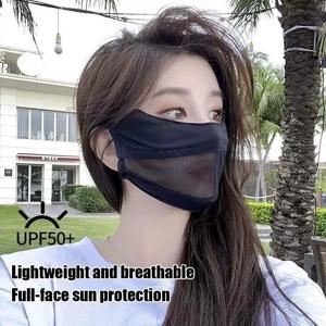 자외선 차단 페이스 마스크 워셔블 여름 통기성 메쉬 패치워크 페이스 커버 페이스 마스크 골프 스포츠 사이클링 하이킹 여성용