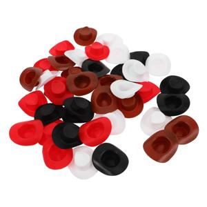 40Pcs 미니 카우보이 모자 귀여운 플라스틱 서양 모자 빈티지 파티 장식 인형 집 액세서리에 대한 미니어처 작은 모자