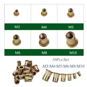 10/20Pcs M3 M4 M5 M6 M8 M10 아연 도금 널링 너트 리브 너트 플랫 헤드 스레드 리벳 인서트 너트 캡 리벳 너트