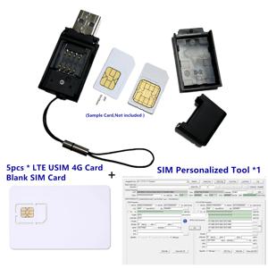 LTE ICCID IMSI SIM 카드 리더기 프로그래머 2FF 3FF 4FF 2G 3G 4G Writbale SIM + 5pcs SIM 빈 카드 + SIM 맞춤형 도구