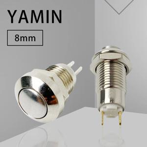 10pcs 8mm 금속 푸시 버튼 스위치 2 핀 리셋/순간 잠금 래칭 방수 일반적으로 열림 초소형 미니어처 버튼