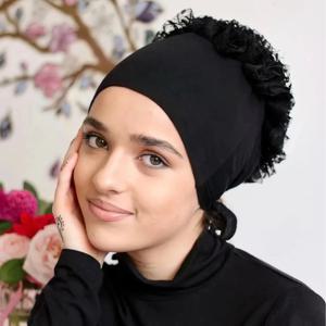 Hijab 모자 아래 큰 꽃 Volumizer Scrunchie 이슬람 내부 Hijab Turbans 이슬람 모자를 쓰고 있죠 액세서리 여성 머리는 보닛을 래핑
