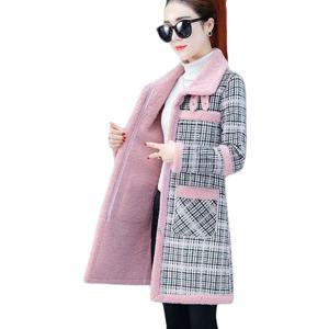 여성용 양모 모직 코트, 두꺼운 플러스 벨벳 따뜻한 코튼 코트, 롱 그리드 파커 오버코트, 퀼트 재킷, 트렌치 코트, 겨울 신상