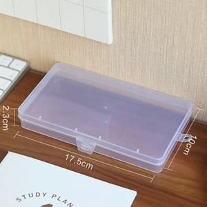 책상 보관을위한 1pc 플라스틱 투명 상자 학생 문구 상자 대형 정렬 및 구성