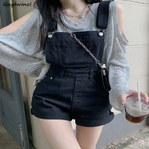 데님 Rompers 여성 빈티지 캐주얼 단순 한국 패션 세련된 streetwear 대학 여름 달콤한 모든 경기 높은 허리 프레피 스타일