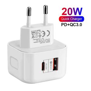 애플 휴대폰 PD 고속 충전, 안드로이드 유럽 표준 충전 헤드, 20W 듀얼 포트 USB + C타입 충전 포트
