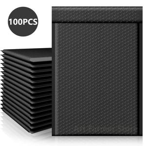 100 Pcs 버블 메일러 버블 패딩 메일 링 봉투 메일러 폴리 포장 배송 가방 블랙 비즈니스 용품