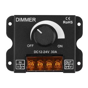 LED 조명 스트립 조광기, DC 12V/24V 30A PWM 조광 컨트롤러, 단색 LED 조명용 손잡이 밝기 조정 ON/Off 스위치