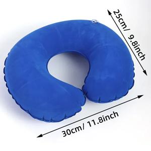 자동차 비행기용 여행용 풍선 C자형 베개, 휴대용 U자형 PVC 플러시 목 베개