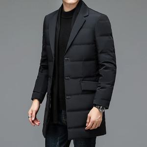 남성 겨울 패션 고품질 다운 재킷 90% 화이트 오리 따뜻한 코트 이동식 스카프 정장 칼라 M-4XL 크기