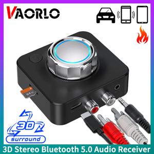 VAORLO 3D Bluetooth 5.0 오디오 수신기 서라운드 스테레오 사운드 SD TF 카드 RCA 3.5mm AUX USB 무선 어댑터 (자동차 키트 스피커 용)