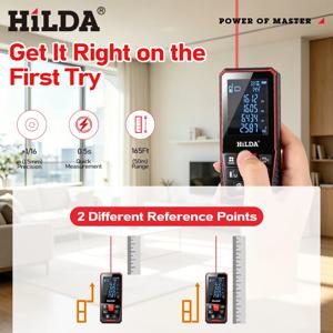 HILDA 디지털 레이저 거리 측정기 50M/100M/120M 파인더 고정밀 면적 부피 측정 건설 측정 자 도구