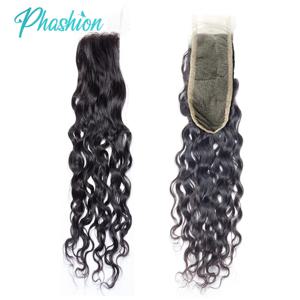 Phashion Kim K 워터 웨이브 2x6 스위스 레이스 클로저 인간의 머리카락 변태 스트레이트 컬리 루즈 딥 야키 중간 부분 투명 정면