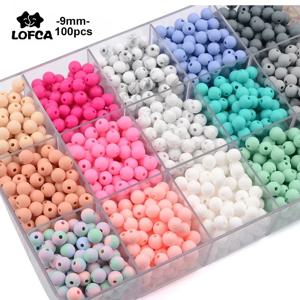 LOFCA 9mm 100pcs 실리콘 젖니가 남 구슬 Teether 아기 간호 목걸이 젖꼭지 클립 구강 케어 BPA 무료 식품 학년 다채로운