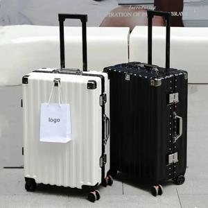수하물 여성 음소거 범용 휠 트롤리 케이스 알루미늄 프레임 24 인치 학생 암호 가방 남성