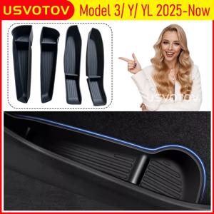 USVOTOV 차량 도어 사이드 수납함 (2025 2026 테슬라 모델 Y 주니퍼 모델 3 모델 YL 액세서리 도어 정리함 트레이 쓰레기통)