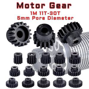 M1 5mm 11T 12T 14T 15T 17t 18t 20T 21t 22T 24T 25T 26T 28T 30T 1/10 Rc 모델 자동차 모터 용 검정색 강철 금속 피니언 모터 기어