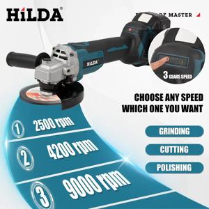 HILDA 21V 브러시리스 앵글 그라인더 브러시리스 폴리싱 머신 Makita 배터리 용 휴대용 충전식 전동 공구