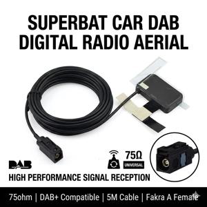 슈퍼뱃 DAB 디지털 자동차 라디오 안테나 (창문 유리 마운트 포함) 파크라 암형 블랙 직선 커넥터 (차량용)