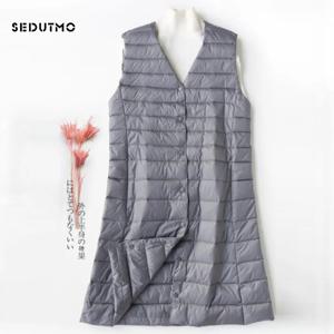 SEDUTMO 용수철 여성용 다운 재킷, 긴 초경량 조끼, 겨울 퍼퍼 재킷, 슬림 파카 ED757