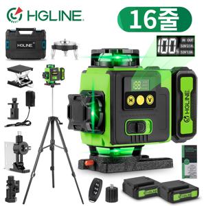 HGLINE 16 라인 레이저 레벨 APP 원격 제어 수평 수직 레벨 기계 전원 디스플레이 100cm 삼각대로 레이저 레벨링