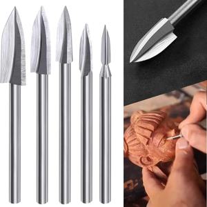 5Pcs 나무 조각 조각 드릴 액세서리 드릴 비트 나무 공예 연삭 목공 도구 1/8 생크 회전 도구