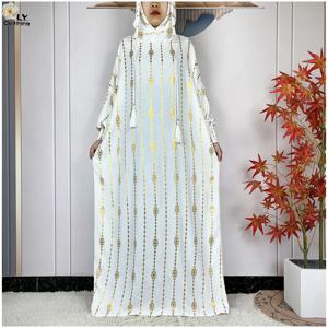 새로운 긴 소매 두 모자 Abaya 느슨한 이슬람 라마단 여성을위한기도 옷 두바이 터키 이슬람 드레스 아프리카 Kaftan 여성 드레스