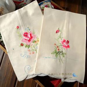 2PCS 미국 빈티지 공주 스타일 자수 장미 냅킨 32X50CM 손수건
