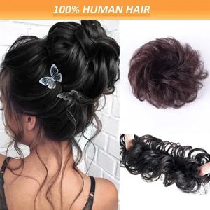 100% 인간의 머리카락 큰 롤빵 지저분한 Updo 헤어 피스 Chignon 확장 여성 탄성 헤어 피스 Tousled Updo Chignons for Daily Use