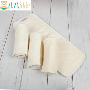 4pcs 대나무 삽입 ALVABABY 항균 높은 흡수성 4 레이어 재사용 가능한 대나무 기저귀 Iiner 빨 수있는 기저귀 삽입
