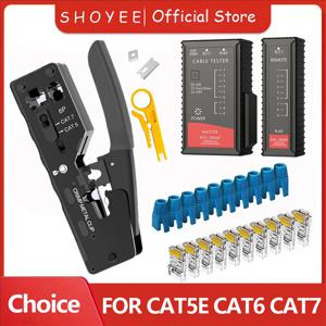 새로운 RJ45 RJ12 RJ11 패스 스루 크림프 플라이어 Cat7 Cat6 Cat6A Cat5 Cat5e 스트리핑 크림핑 도구 (8P/6P 이더넷 커넥터 포함)