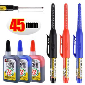 45mm 방수 깊은 구멍 마커 펜 긴 펜촉 목수 펜 다목적 목공 손 도구 용 검정/파랑/빨간색 잉크