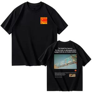 Kodak Summer Brand Shoot Print 100% 순수 코튼 남성 티셔츠 데일리 야외 스포츠 스트리트 땀 흡수 통기성 반소매