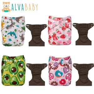 1개 ALVABABY 대나무 숯 아기 천 기저귀 쉘 재사용 가능한 모던 천 기저귀 쉘 아기용 3-15kg 스냅 조절 가능
