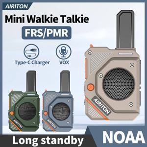 2PCS AIRITON AI-168 미니 워키 토키 충전식 PMR/FRS 휴대용 장거리 NOAA 타입-C 충전기 여행 비즈니스 햄 라디오용