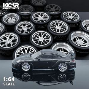 1/64 레진 휠과 고무 타이어 다이캐스트 모델카 독일 스포츠카 부품 4PCS 합금 림 세트 레이싱 장난감 업그레이드용