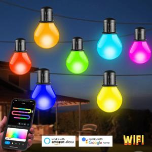 스마트 와이파이/블루투스 G40 LED 전구 스트링 라이트 25/50구 크리스마스 USB 요정 조명 실내/실외 정원 장식 LED 가랜드 램프