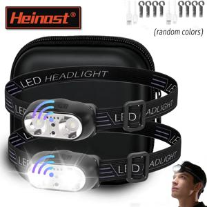 강한 빛 헤드램프 휴대용 LED 센서 헤드램프 USB-C 충전식 헤드 플래시라이트 야외 캠핑 낚시 비상 랜턴