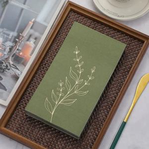 20개 33 * 40cm 2겹 월계수 잎 금박 장식 롱 냅킨 직사각형 녹색 단색 종이 플레이스매트 DIY 데쿠파주 종이